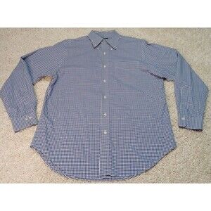 Lauren By Ralph Lauren Shirt Mens 16 34 / 35 Blue checkers Green Label Button Up